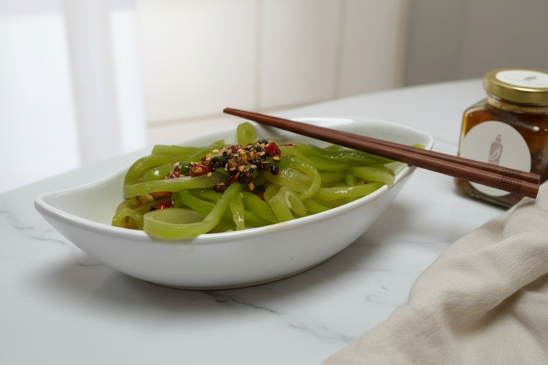 Cold Celtuce with Moreish Chilli Oil | 夏日涼拌 返尋味辣油拌萵筍絲