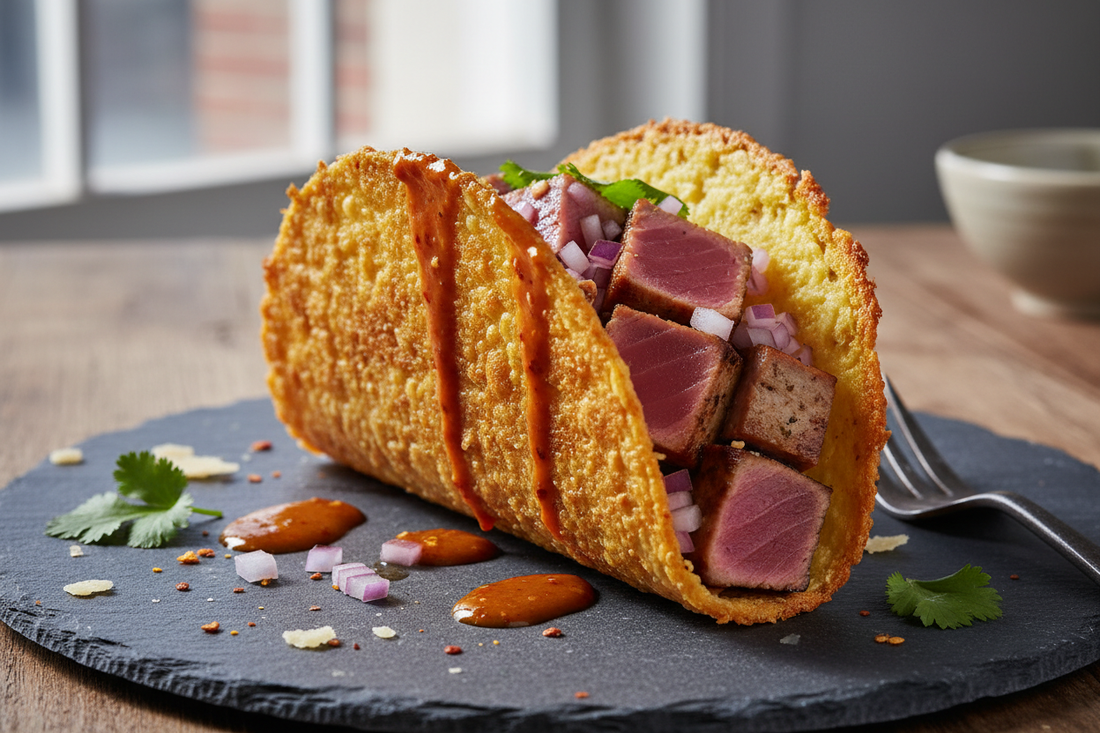 Recipe - Crispy Cheese Tuna Tacos with Divine Chilli Crisp Honey-Mayo Sauce 食譜 - 脆芝士吞拿魚 Taco 配辣脆蜜糖 Mayo