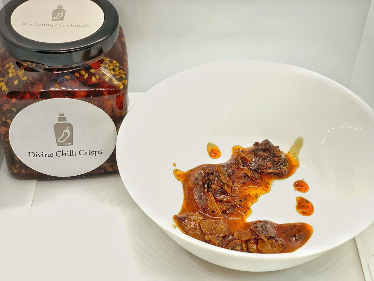 Divine Chilli Crisps Bottle and Bowl