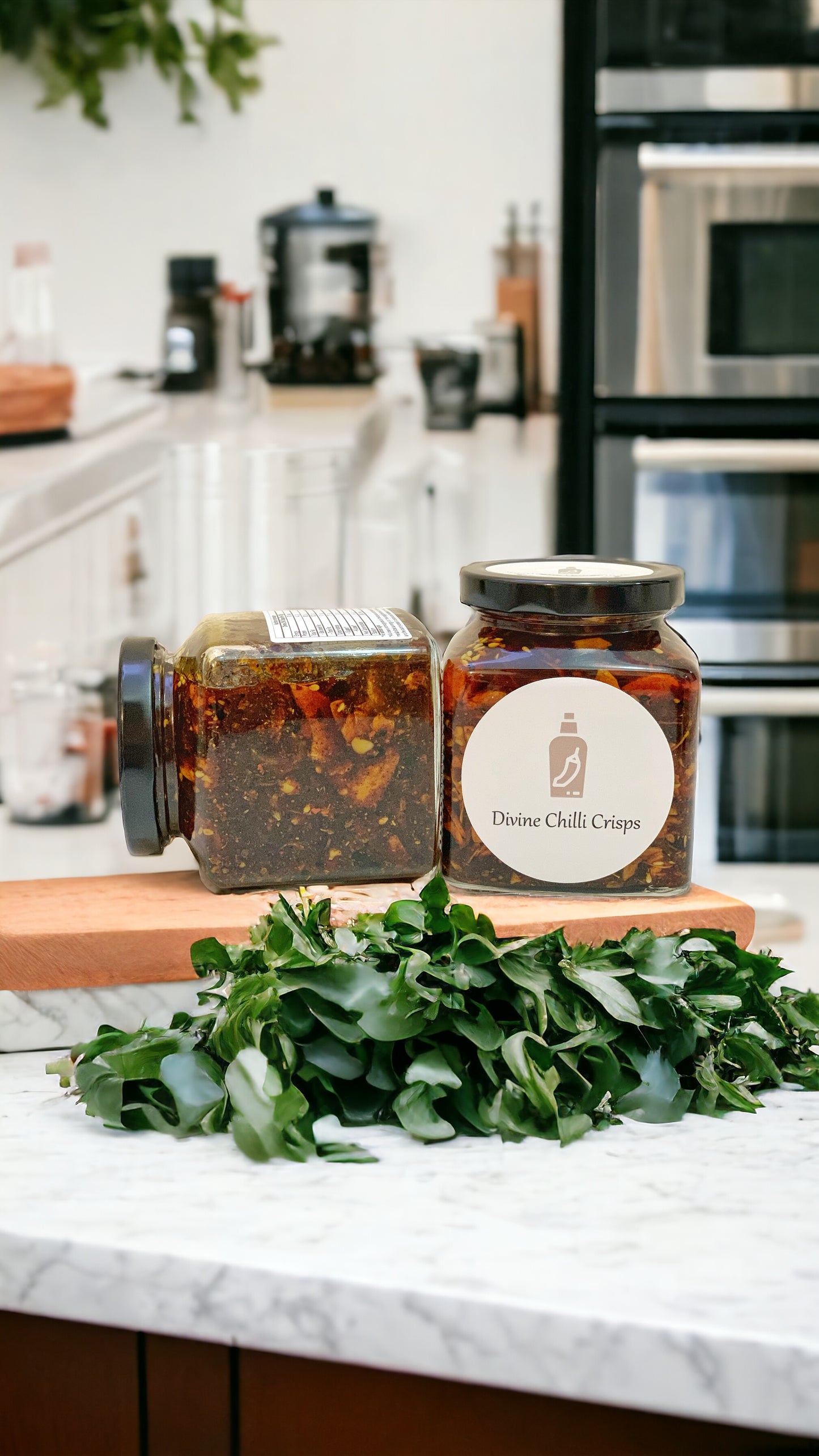 Rustically Handmade Divine Chilli Crisps Kitchen Counter