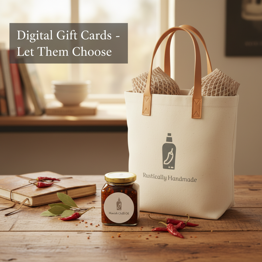 Gift card with tote bag lifestyle shot